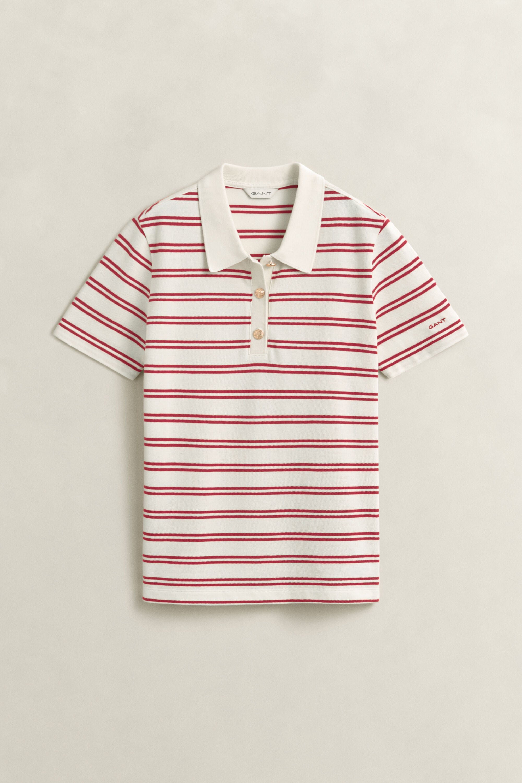 Striped Piqué Polo Top