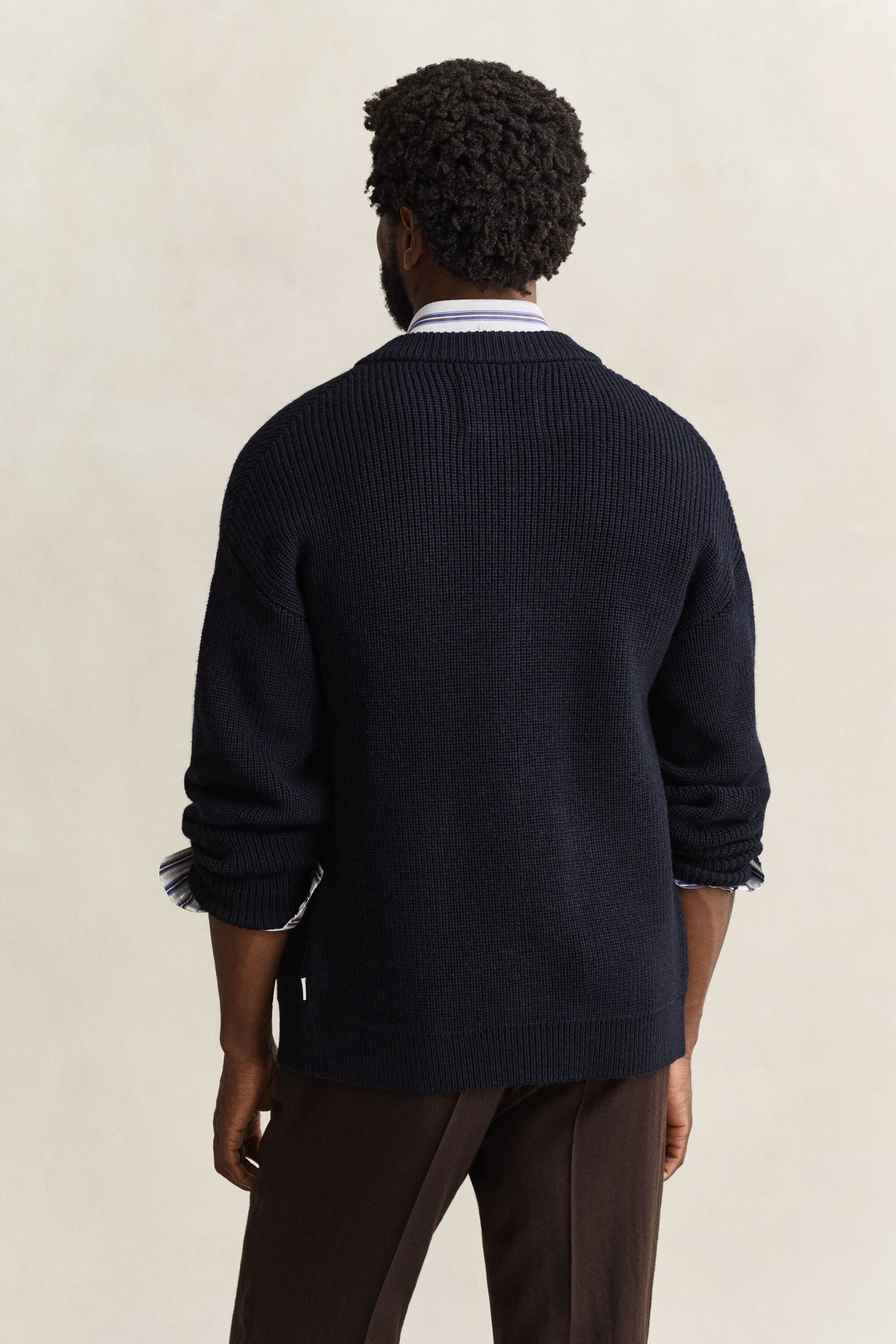 Ribbed Wool Zip Cardigan