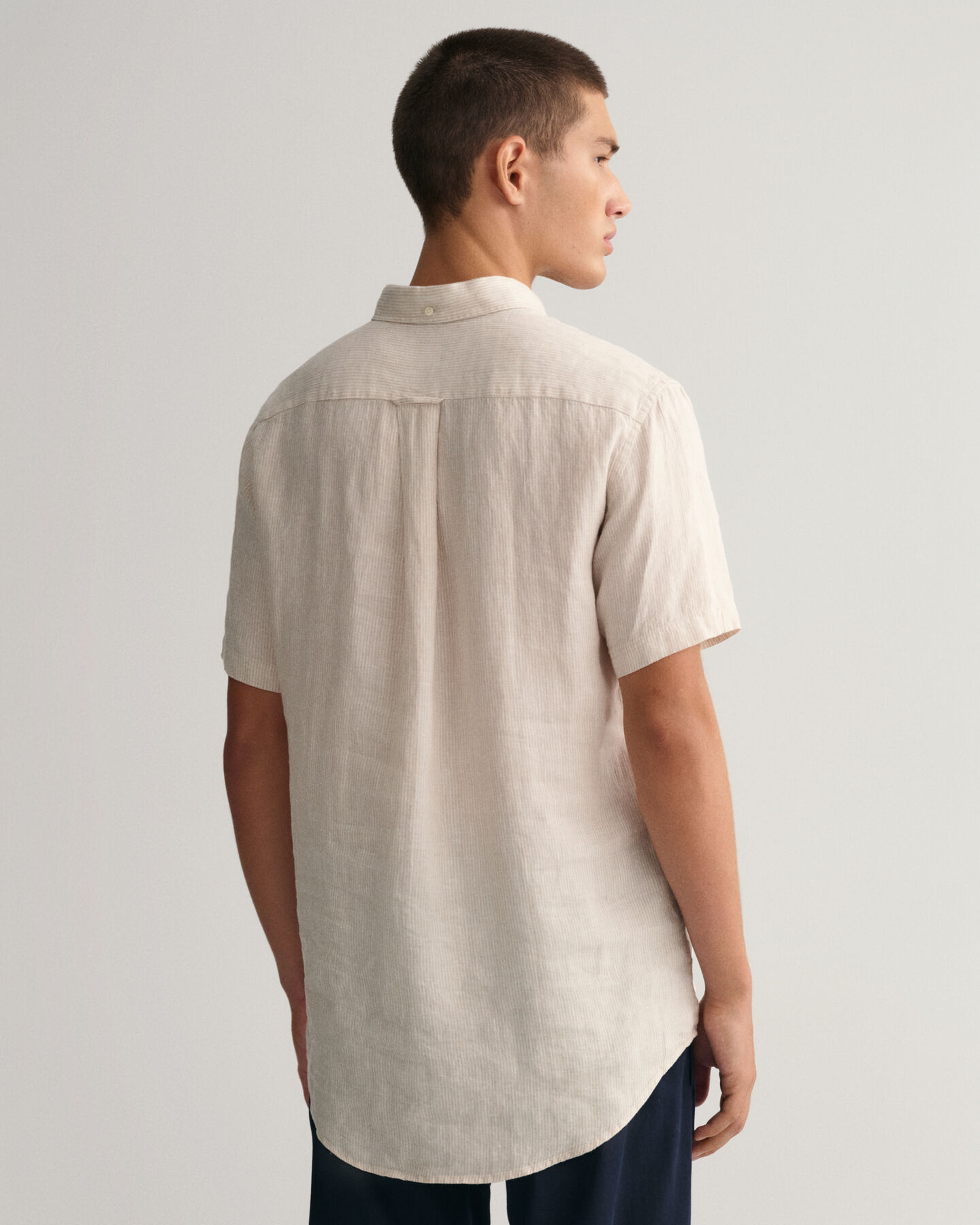Regular Fit Striped Linen Short Sleeve Shirt