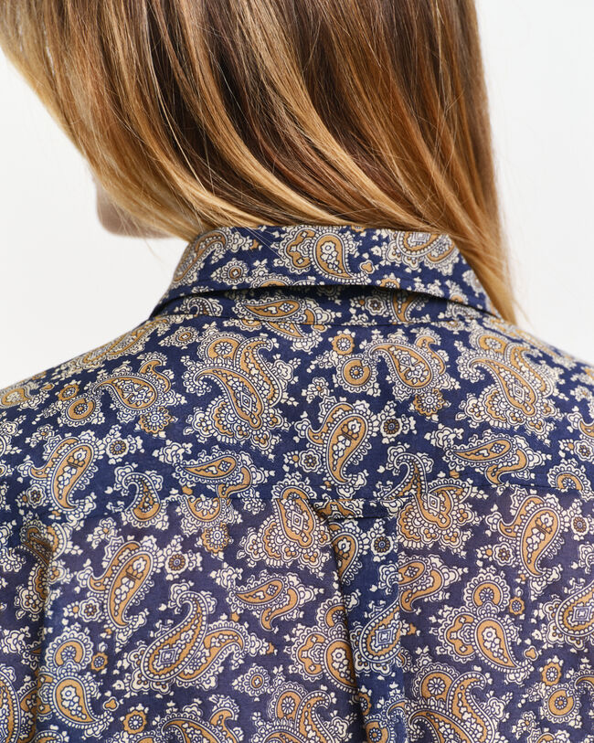 Relaxed Fit Paisley Cotton Silk Shirt
