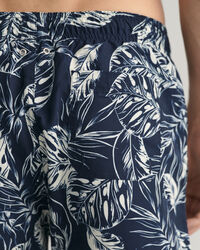 Classic Fit Tropical Leaves Print Swim Shorts