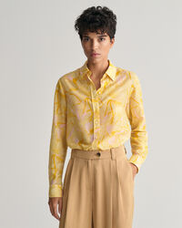 Regular Fit Magnolia Print Cotton Silk Shirt