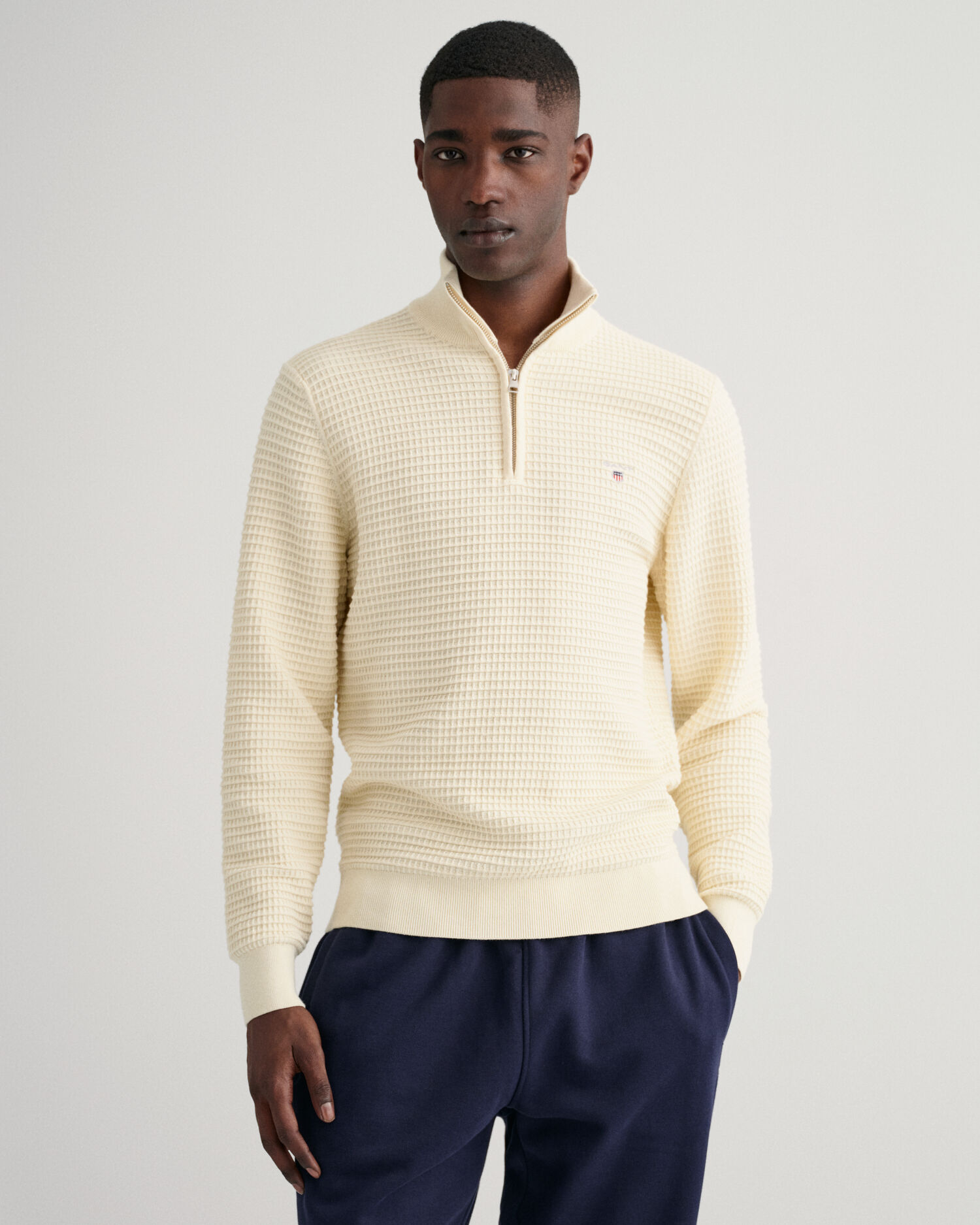 Cotton Texture Half-Zip Sweater - GANT