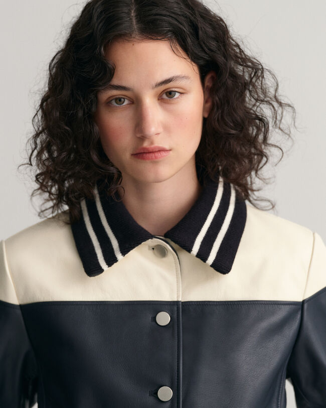 Blocked Leather Jacket