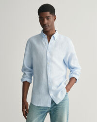 Slim Fit Houndstooth Linen Shirt