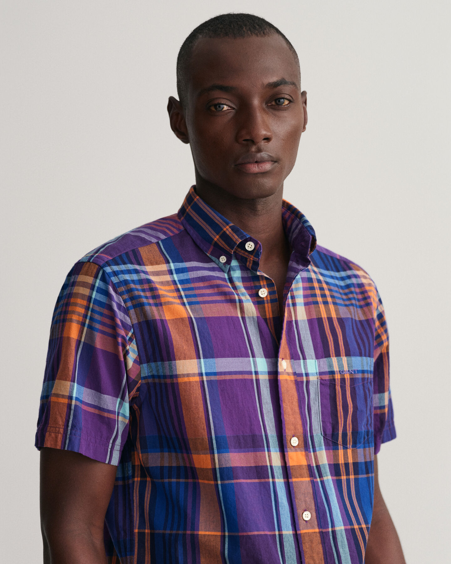 Regular Fit Colorful Madras Short Sleeve Shirt