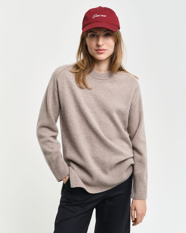 Wool Cashmere Blend Crew Neck Sweater