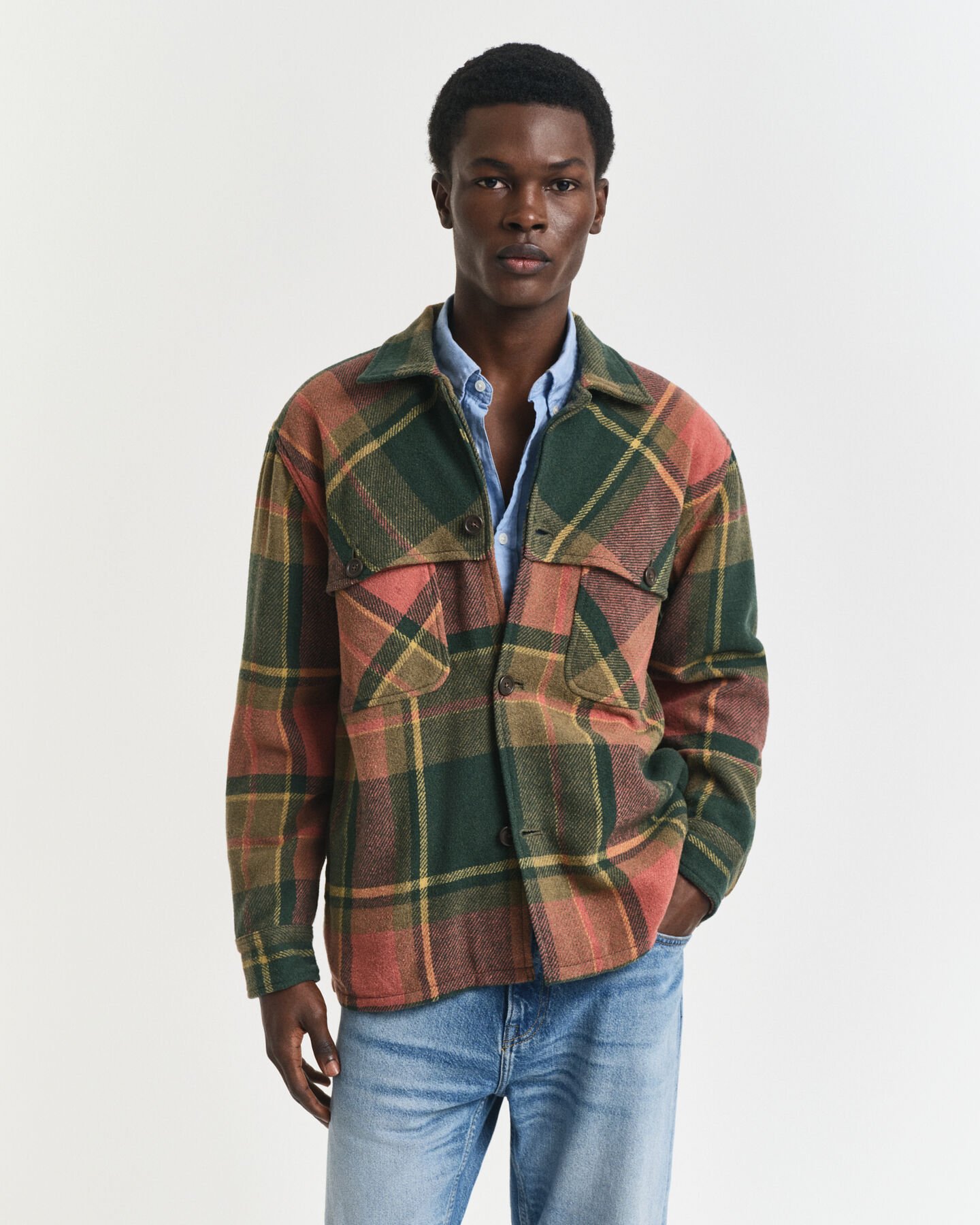 Relaxed Fit Checked Heavy Wool Shirt