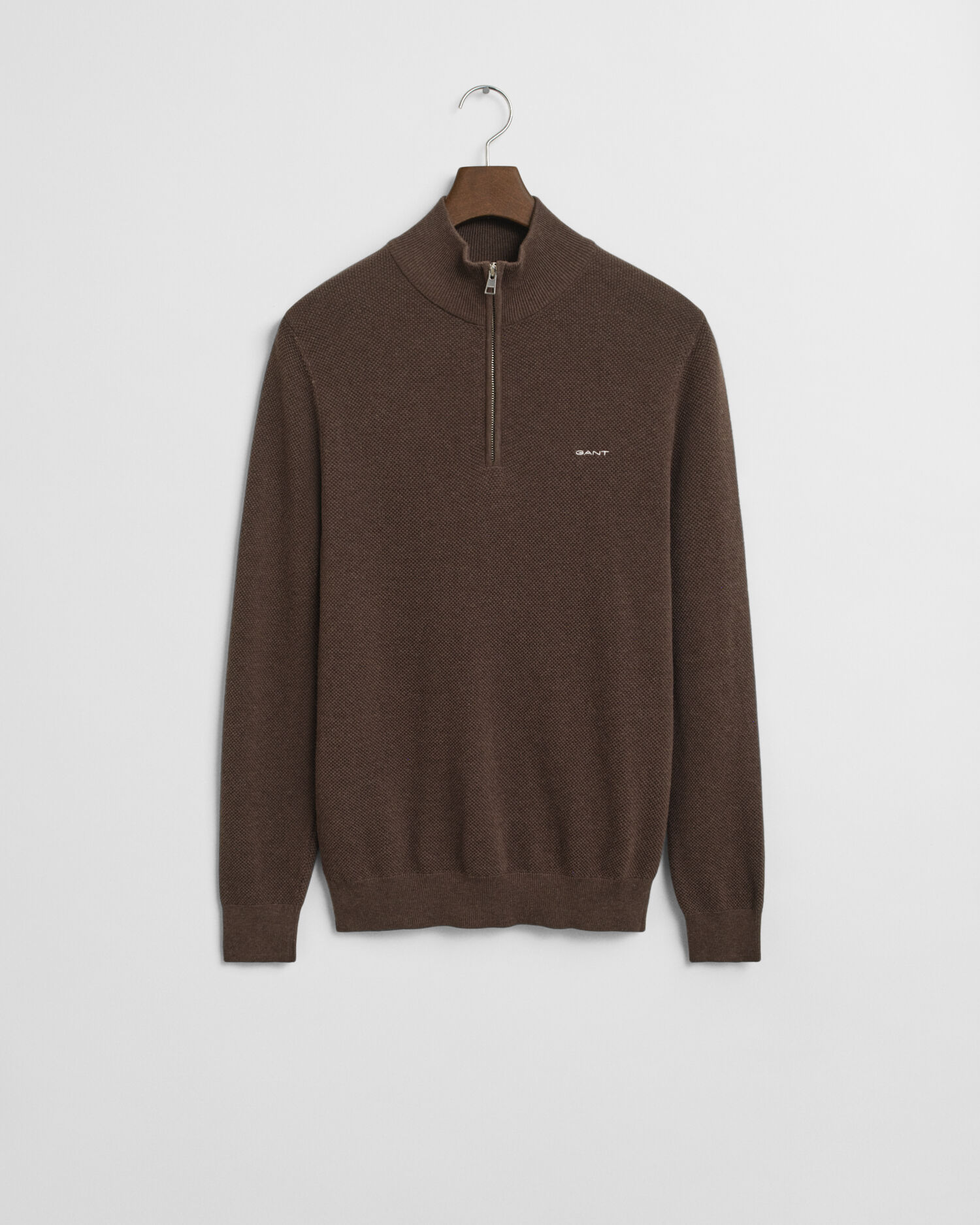 Cotton Piqué Half-Zip Sweater