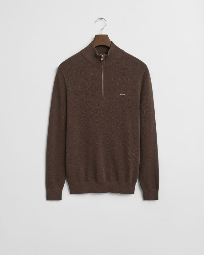 Cotton Piqué Half-Zip Sweater