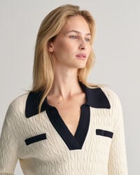 Cable Knit Polo Sweater