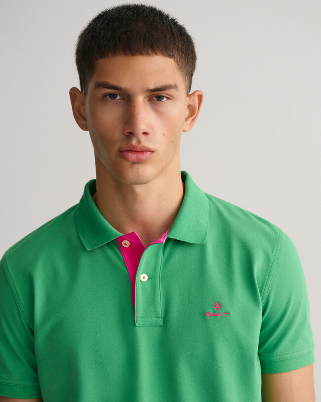Contrast Collar Piqu&eacute; Polo Shirt