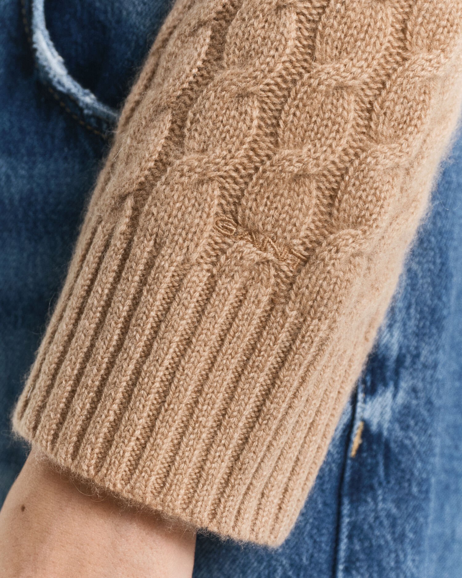 Cashmere Cable Knit Crew Neck Sweater