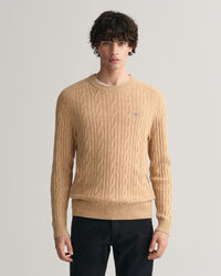 Lambswool Cable Knit Crew Neck Sweater