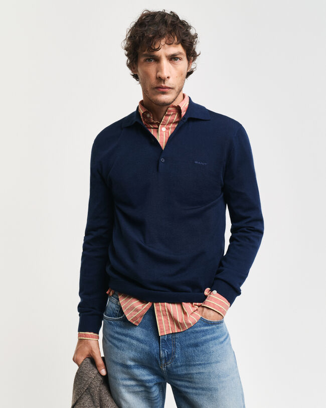 Extra Fine Merino Wool Polo Sweater
