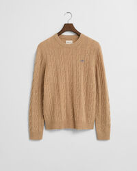Lambswool Cable Knit Crew Neck Sweater