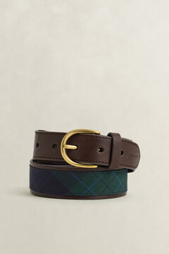 Checked Belt & Card Holder Gift Set — RICH BROWN 3