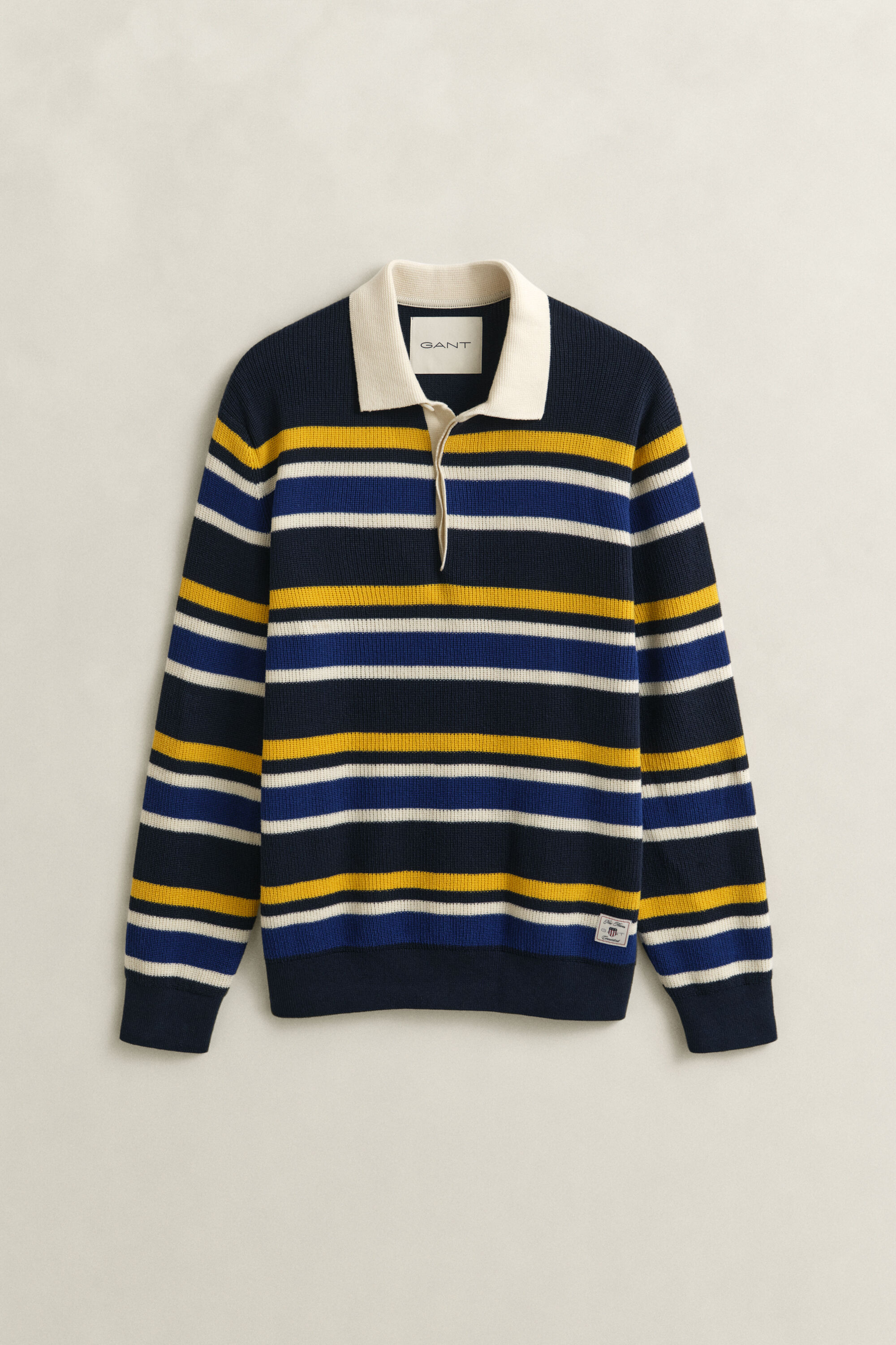 Striped Rib Polo Sweater