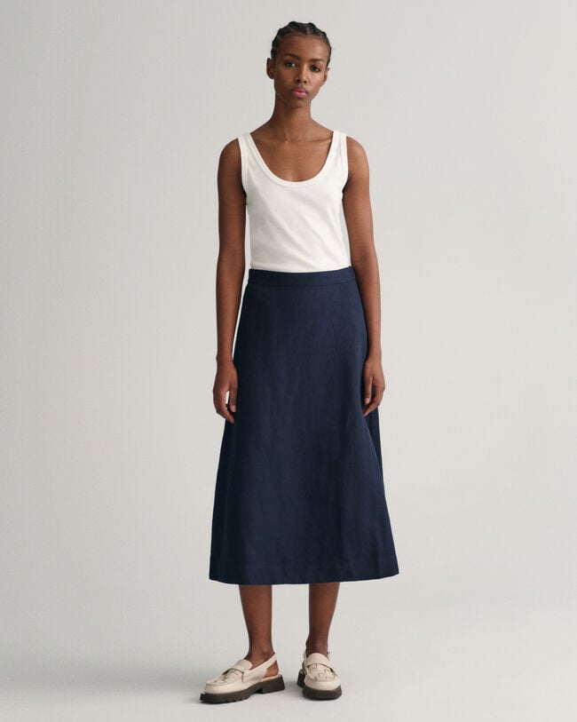 Linen Viscose Midi Skirt
