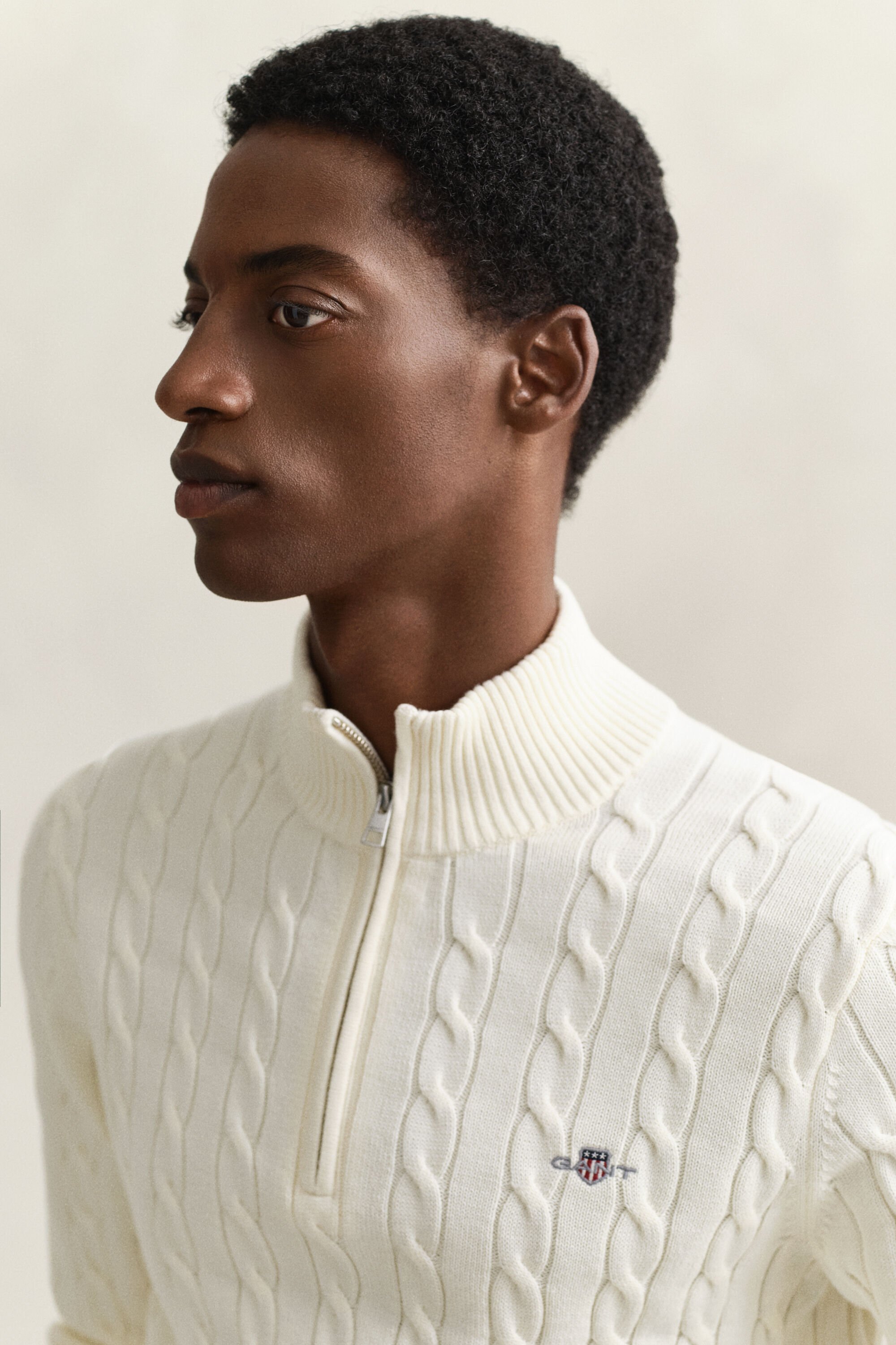 Cotton Cable Knit Half-Zip Sweater