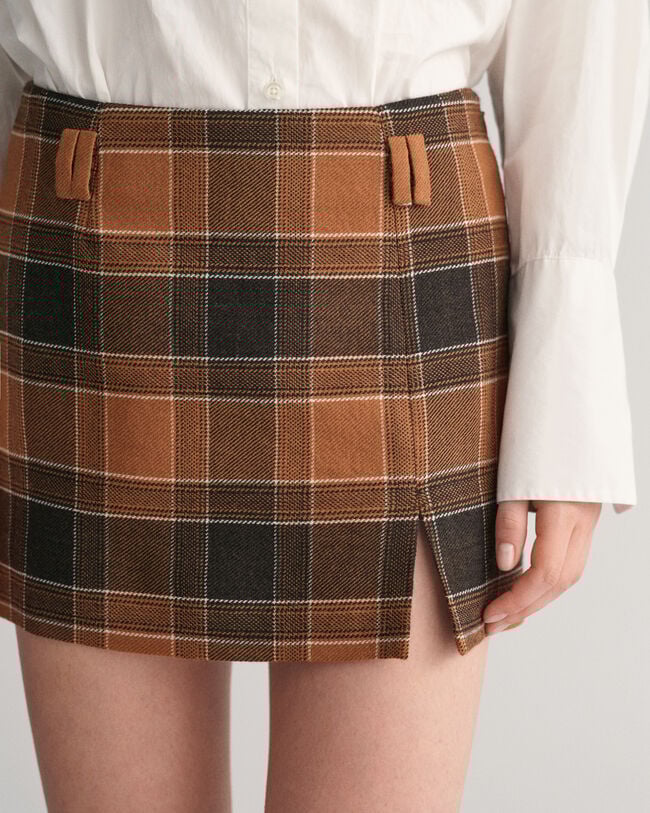 Checked Wool Mini Skirt