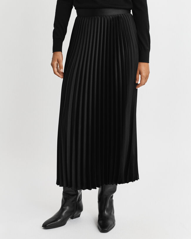 Pleated Sateen Skirt