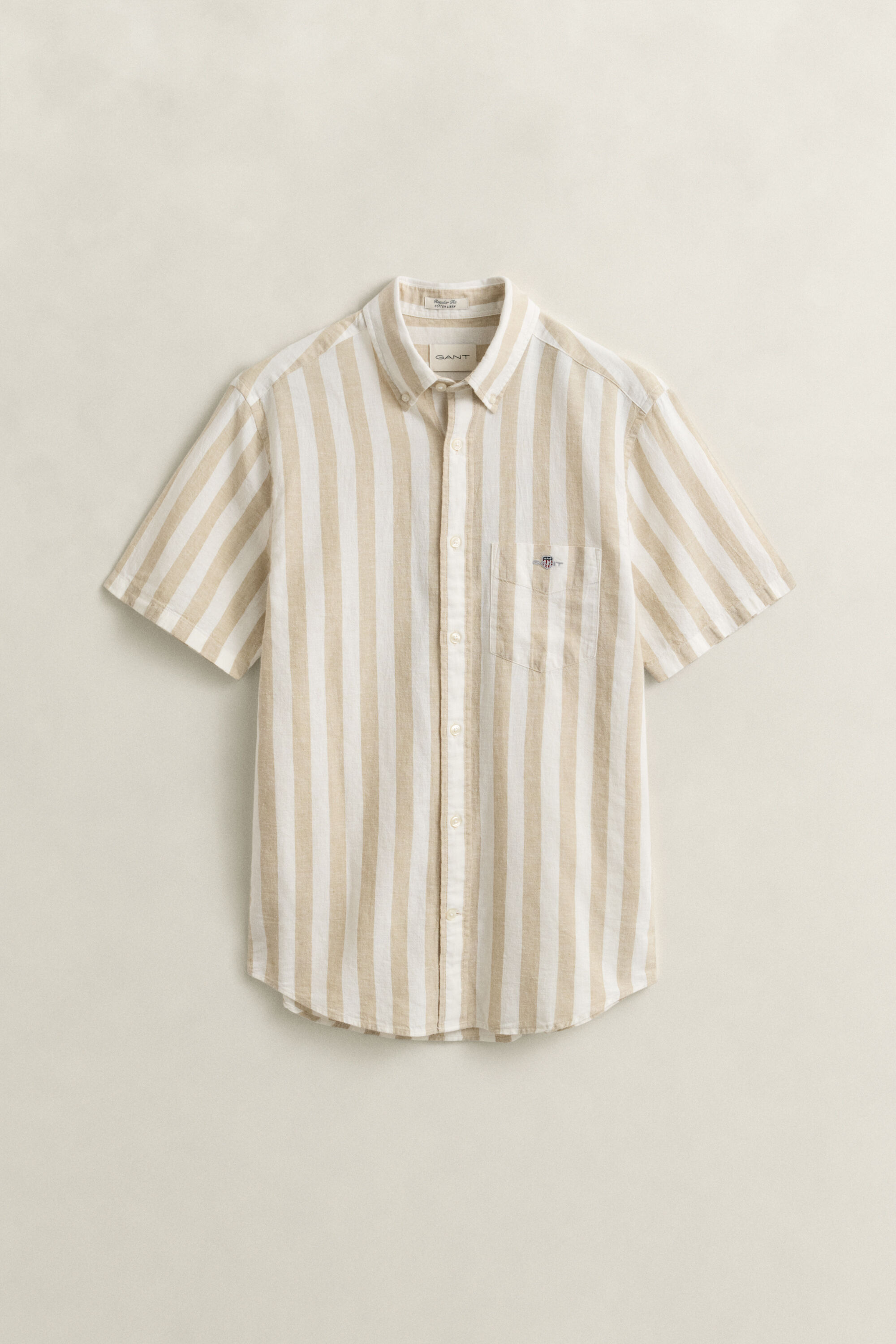 Striped Linen Blend Short Sleeve Shirt