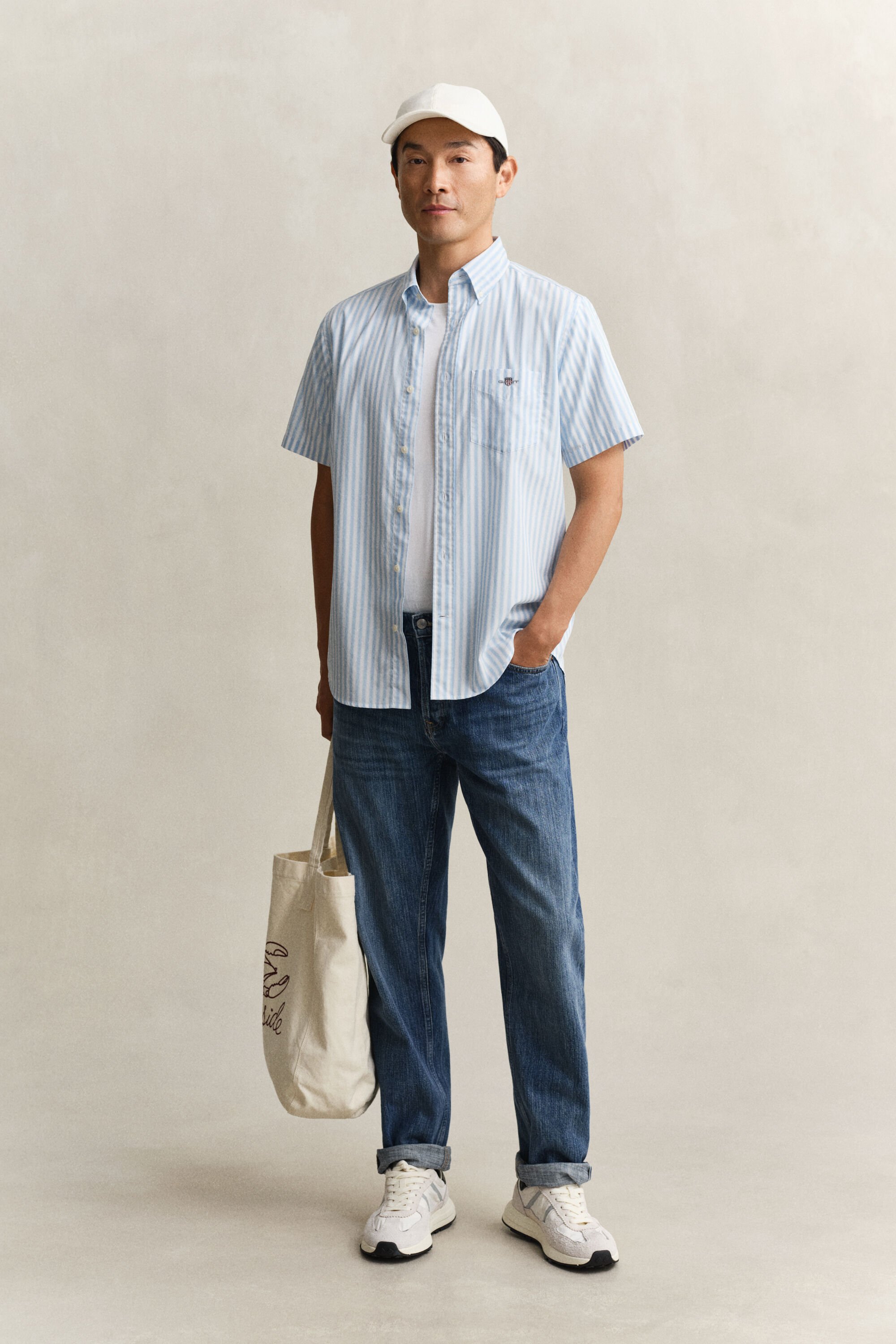 Striped Classic Poplin Short Sleeve Shirt