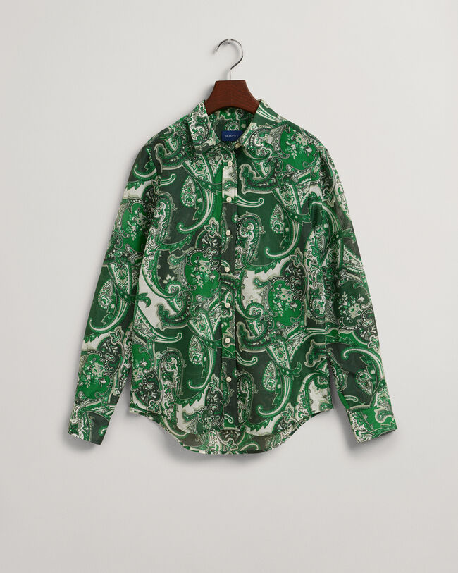 Regular Fit Paisley Cotton Silk Shirt