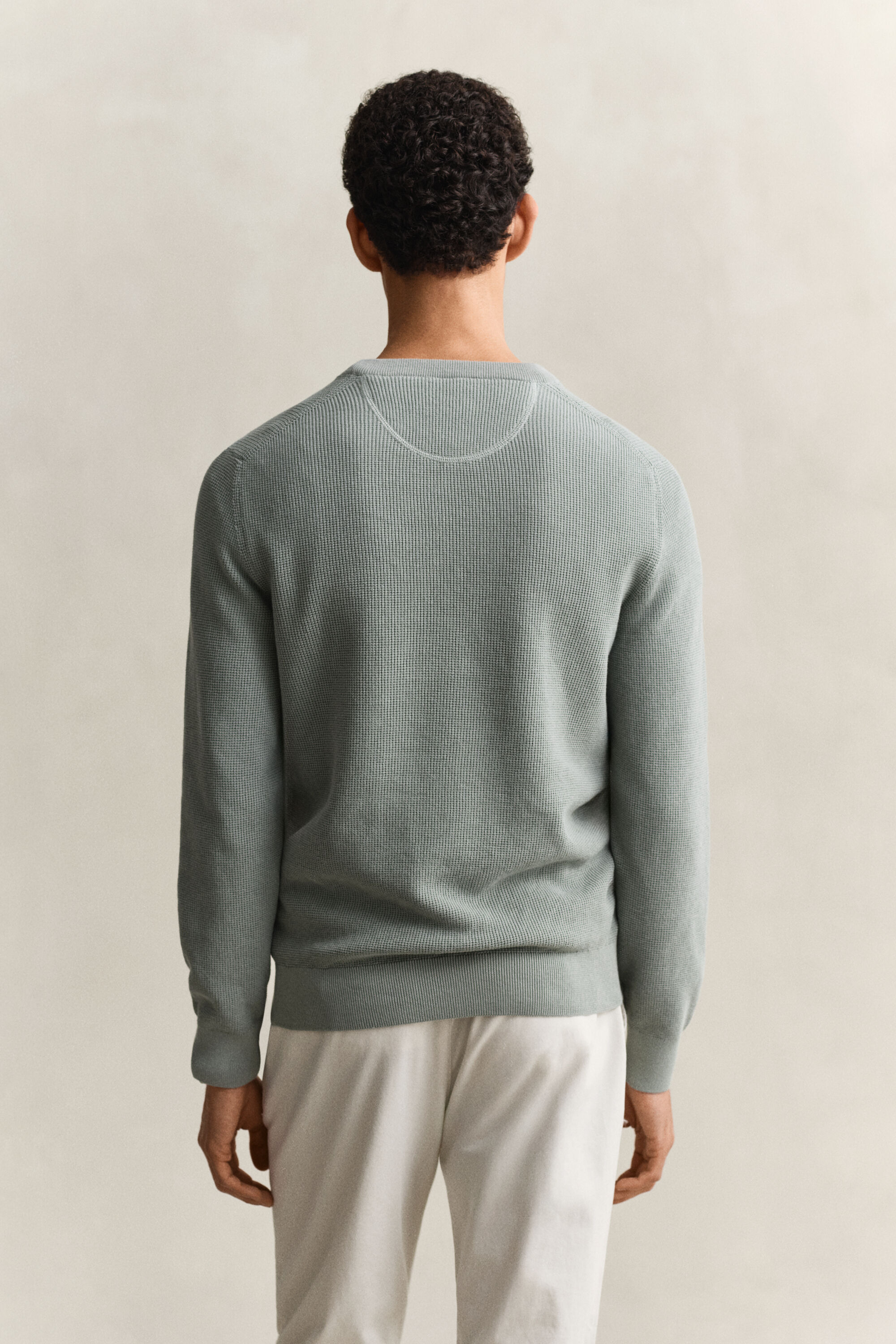 Textured Cotton Crew Neck Sweater