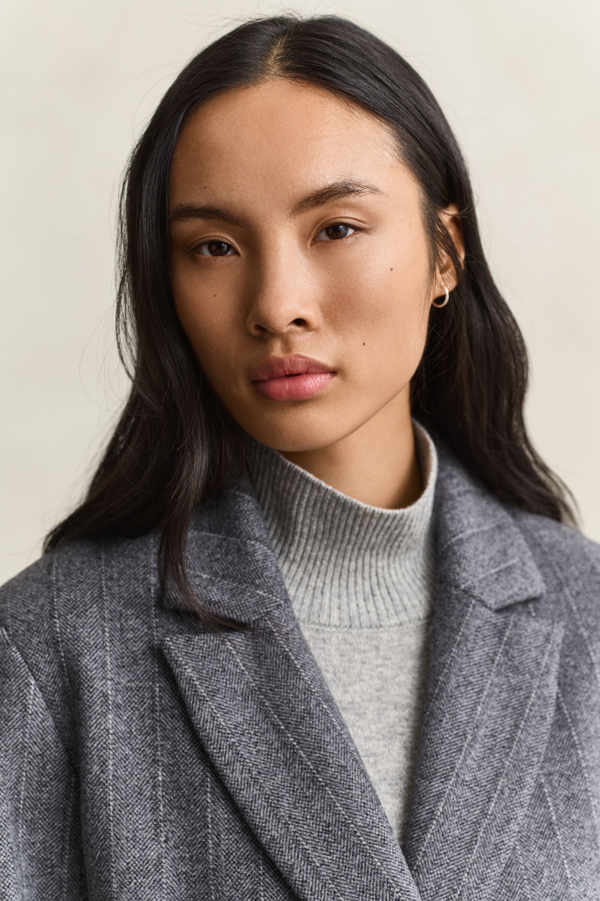 Striped Wool Blend Coat