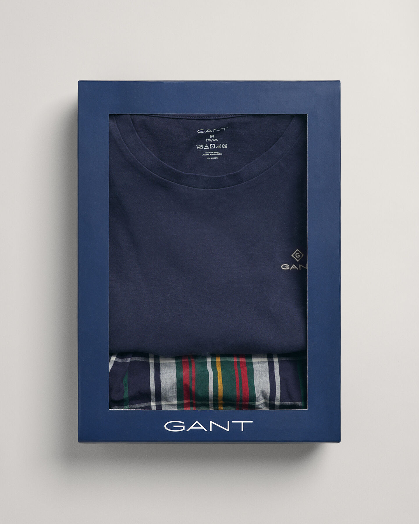 Check Pajama Set With T-Shirt Gift Box