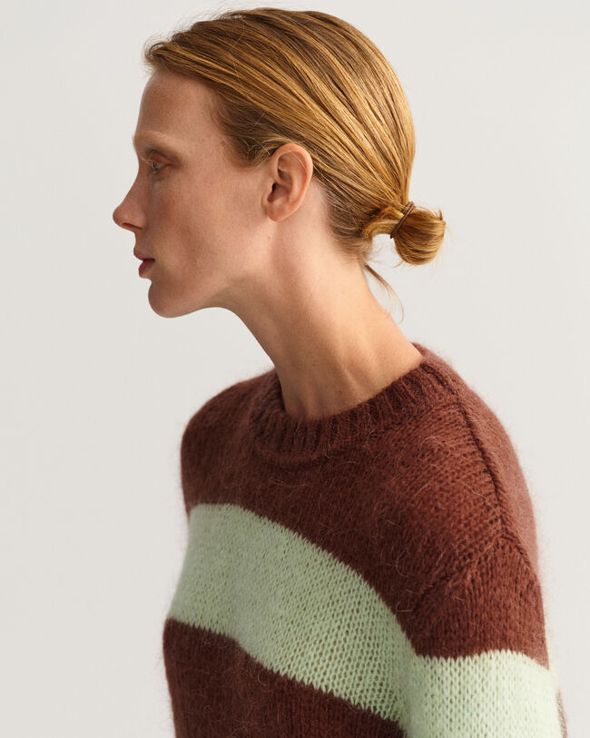 Mohair Striped Crew Neck Sweater