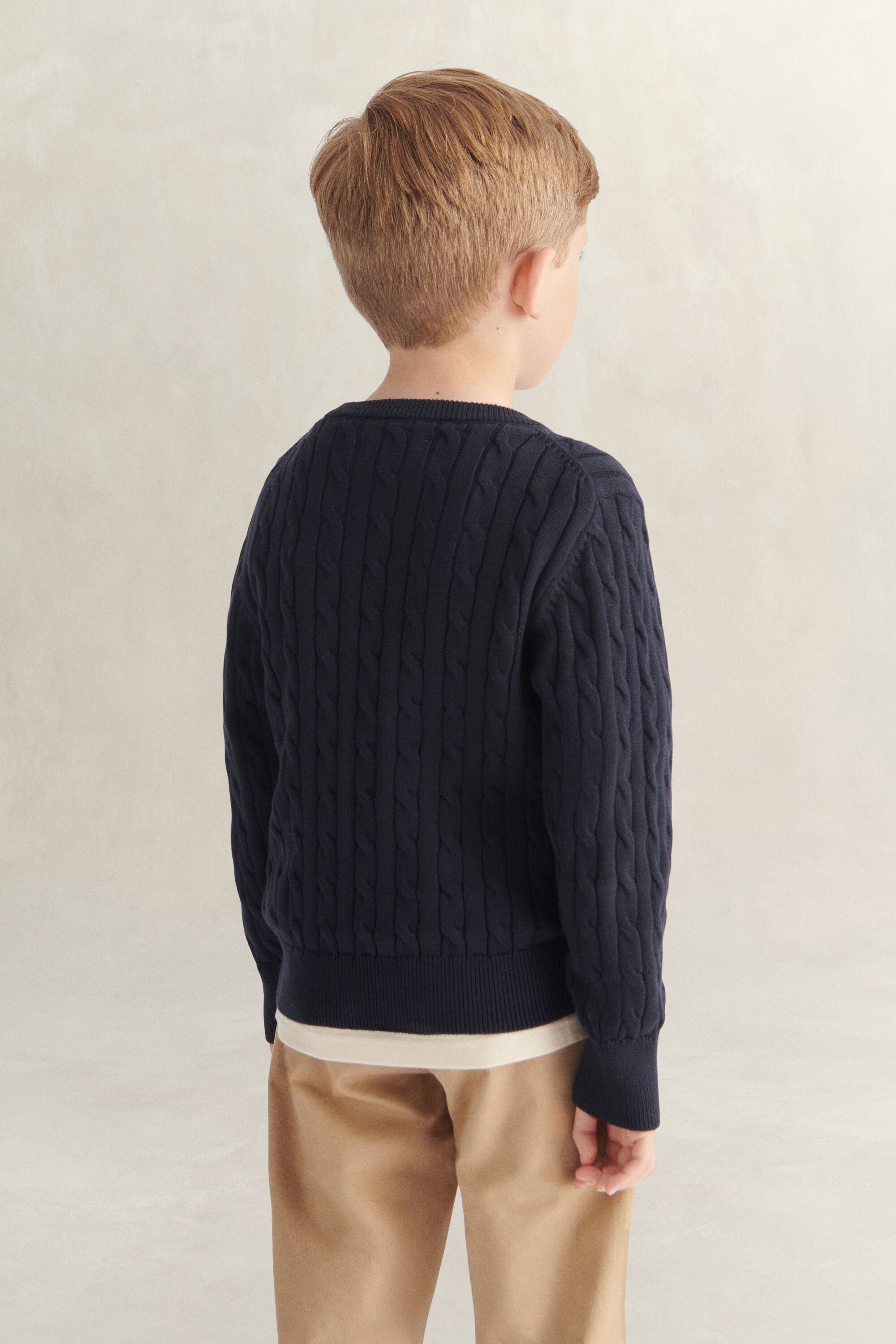 Boys Shield Cable Knit Sweater