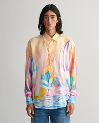 Oversized Sailing Print Silk Shirt