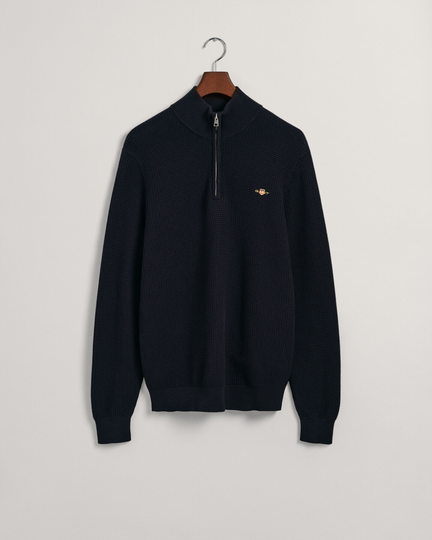 Textured Cotton Half-Zip Sweater