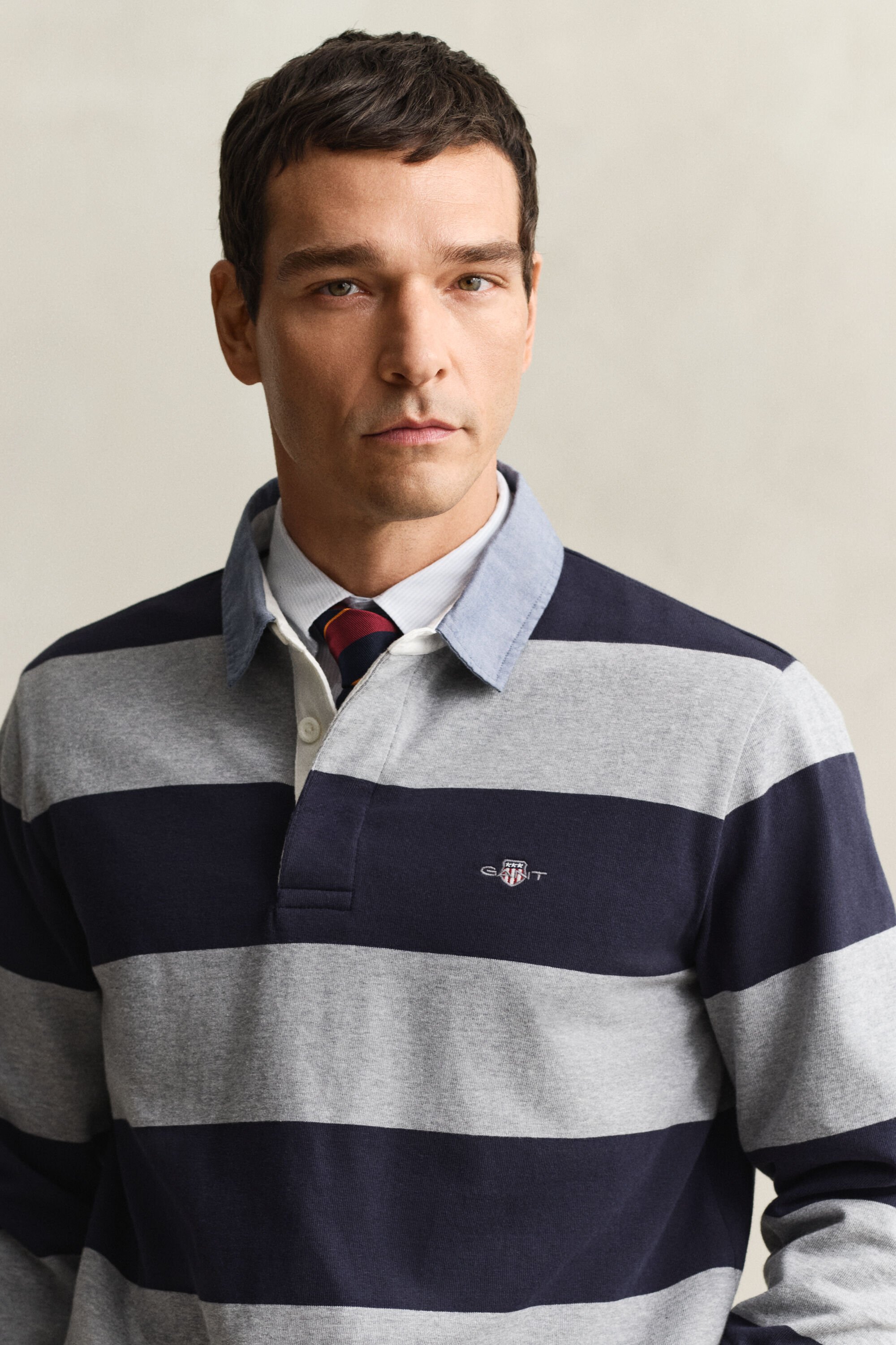 Chambray Collar Striped Heavy Rugger