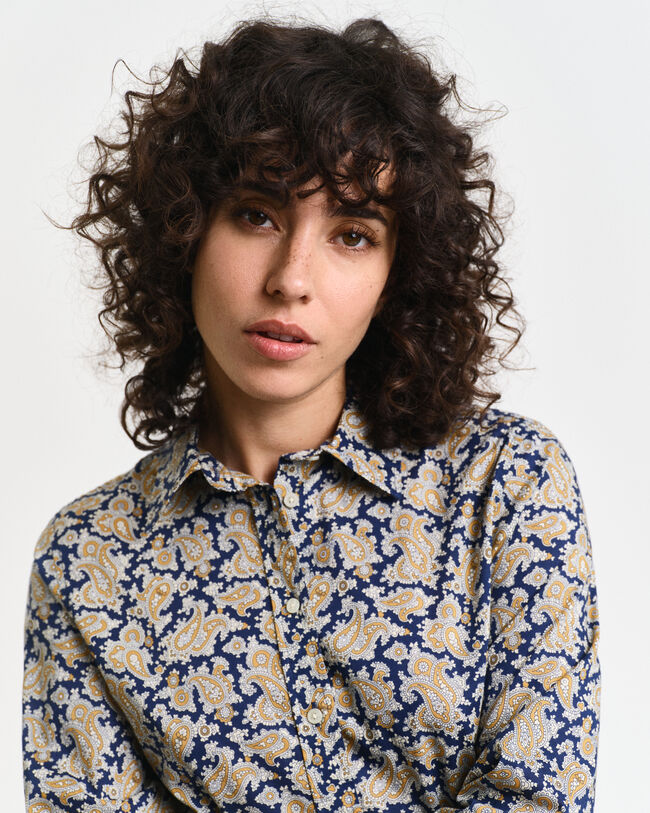 Regular Fit Paisley Cotton Voile Shirt