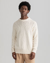 Relaxed Fit Slub Cotton Crew Neck Sweater