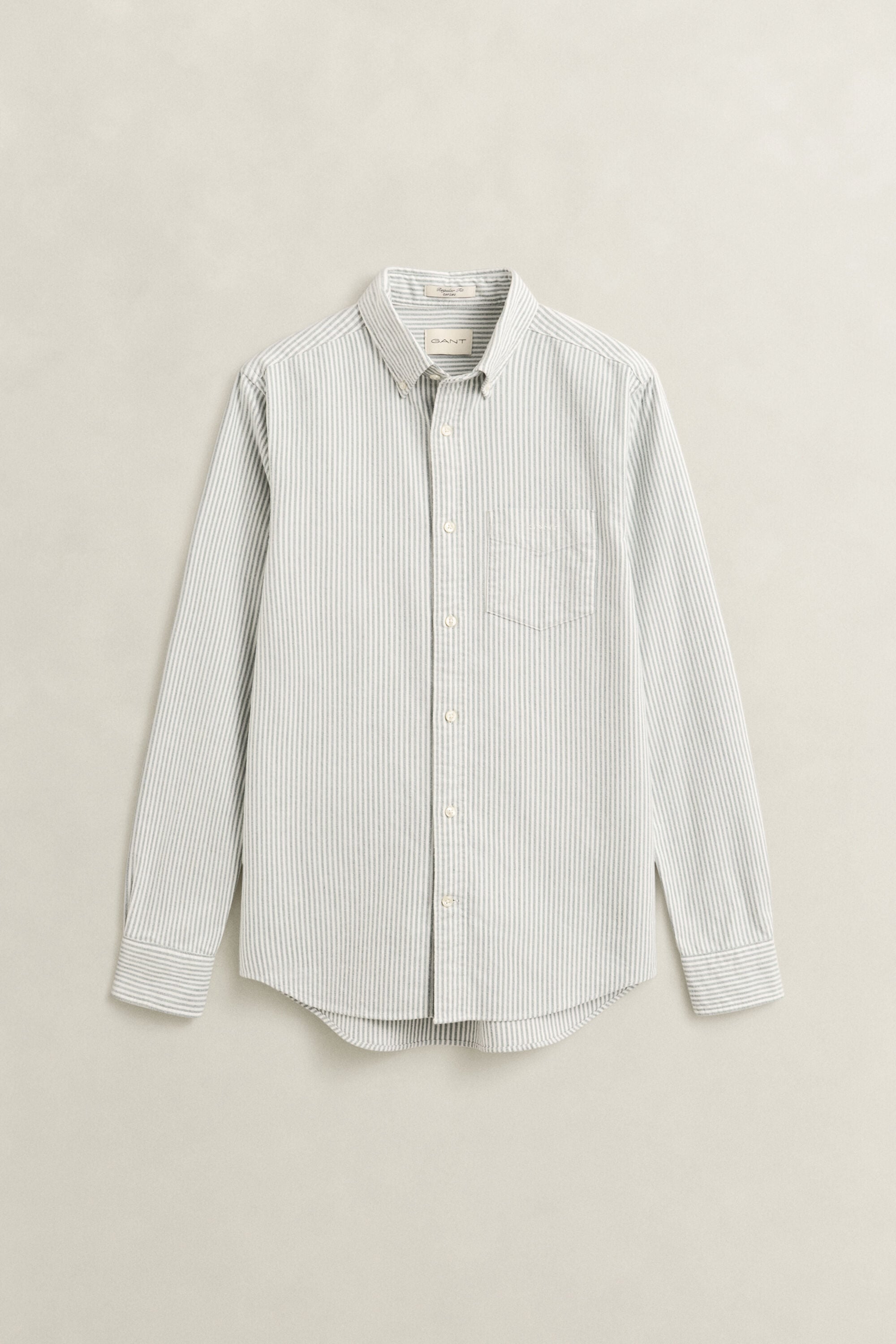 Striped Brushed Oxford Shirt — DARK EMERALD