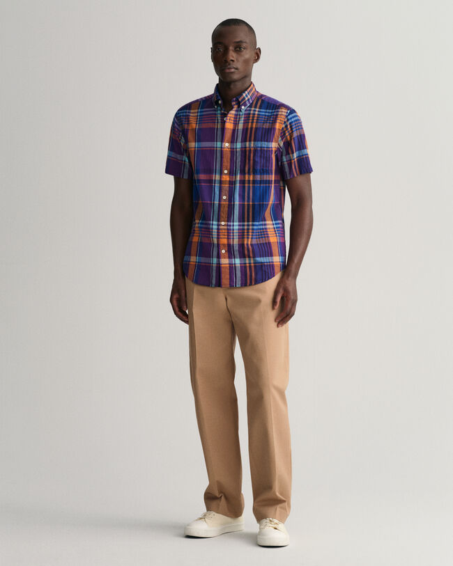 Regular Fit Colorful Madras Short Sleeve Shirt