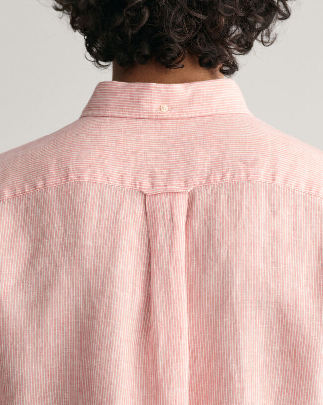 Regular Fit Striped Linen Short Sleeve Shirt