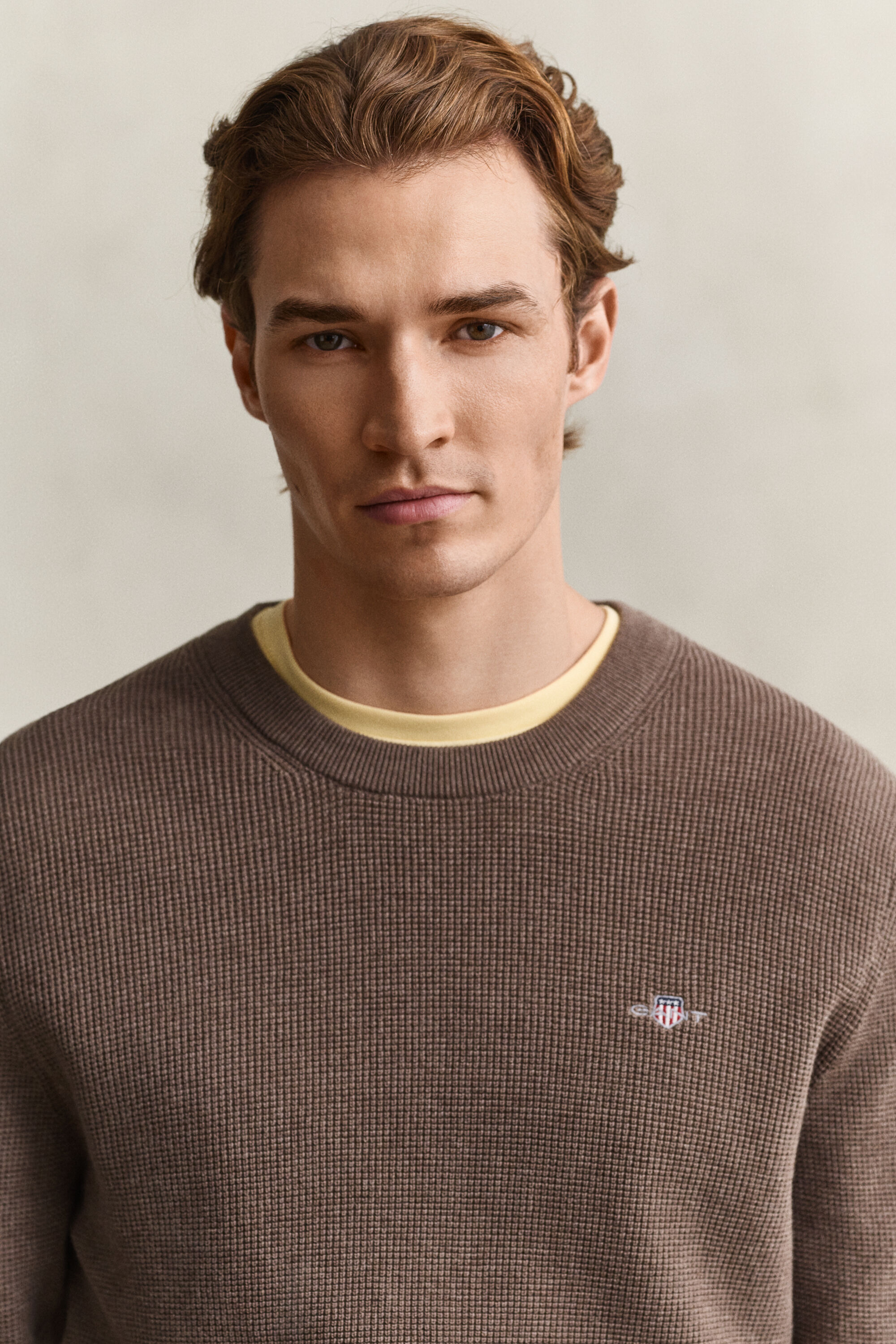 Textured Cotton Crew Neck Sweater