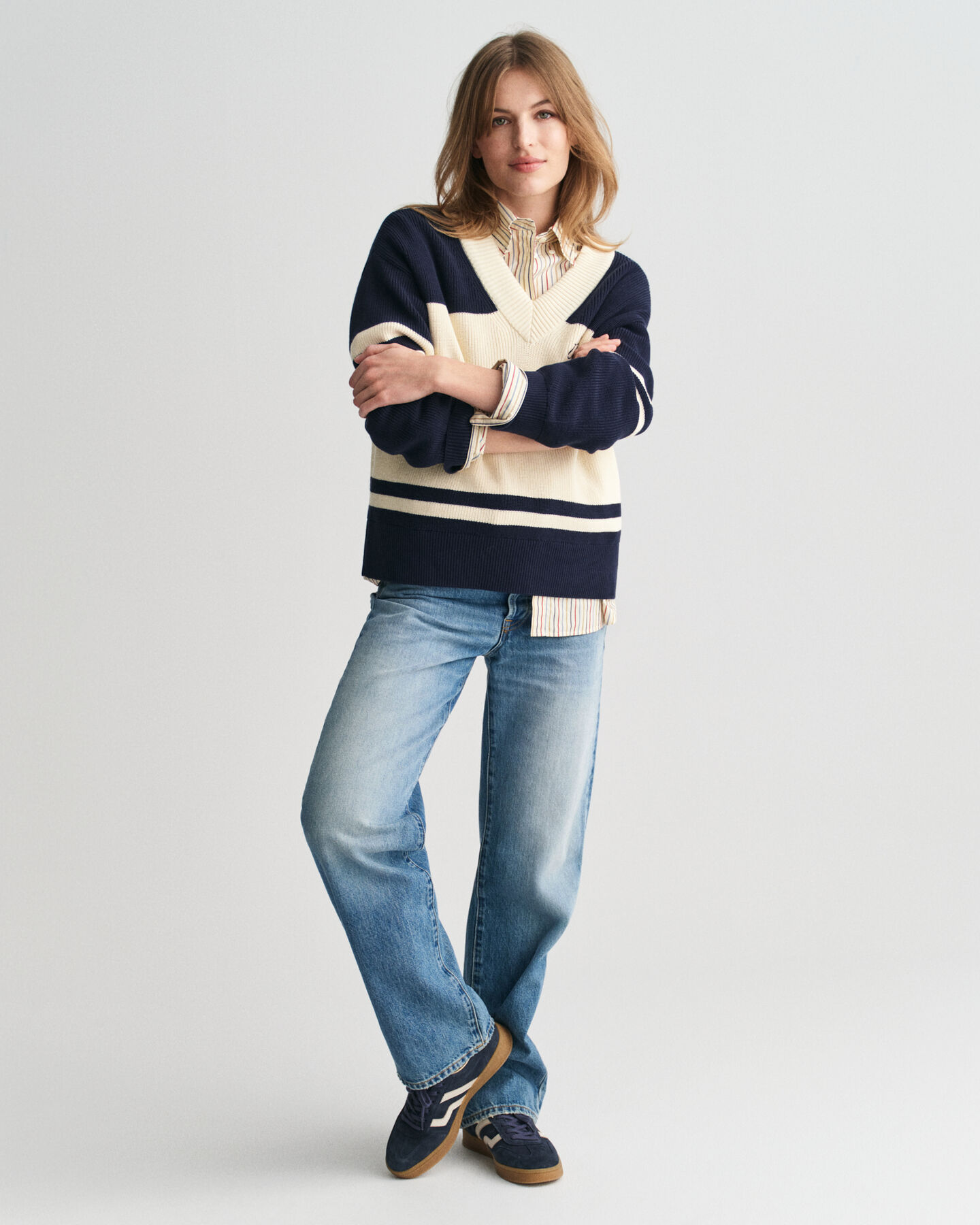 GANT Varsity Cotton V-Neck Sweater