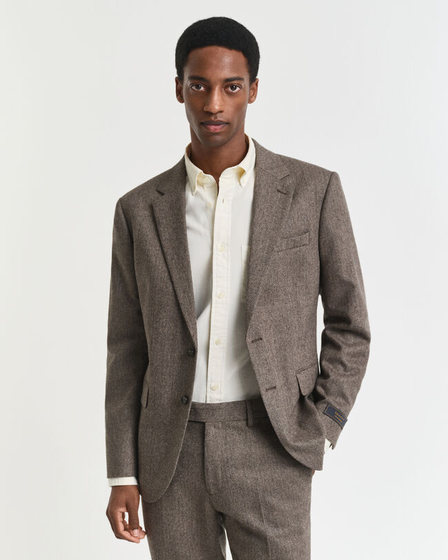 Slim Fit Flannel Herringbone Suit Jacket