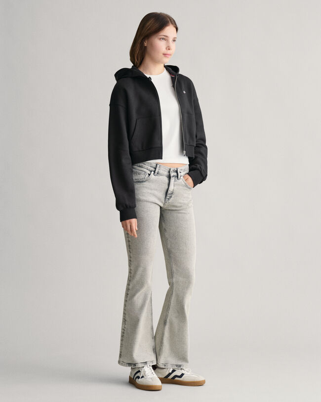 Teen Girls Shield Cropped Zip Hoodie