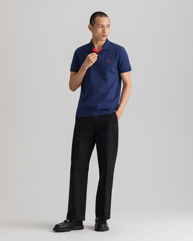 Contrast Collar Piqué Rugger