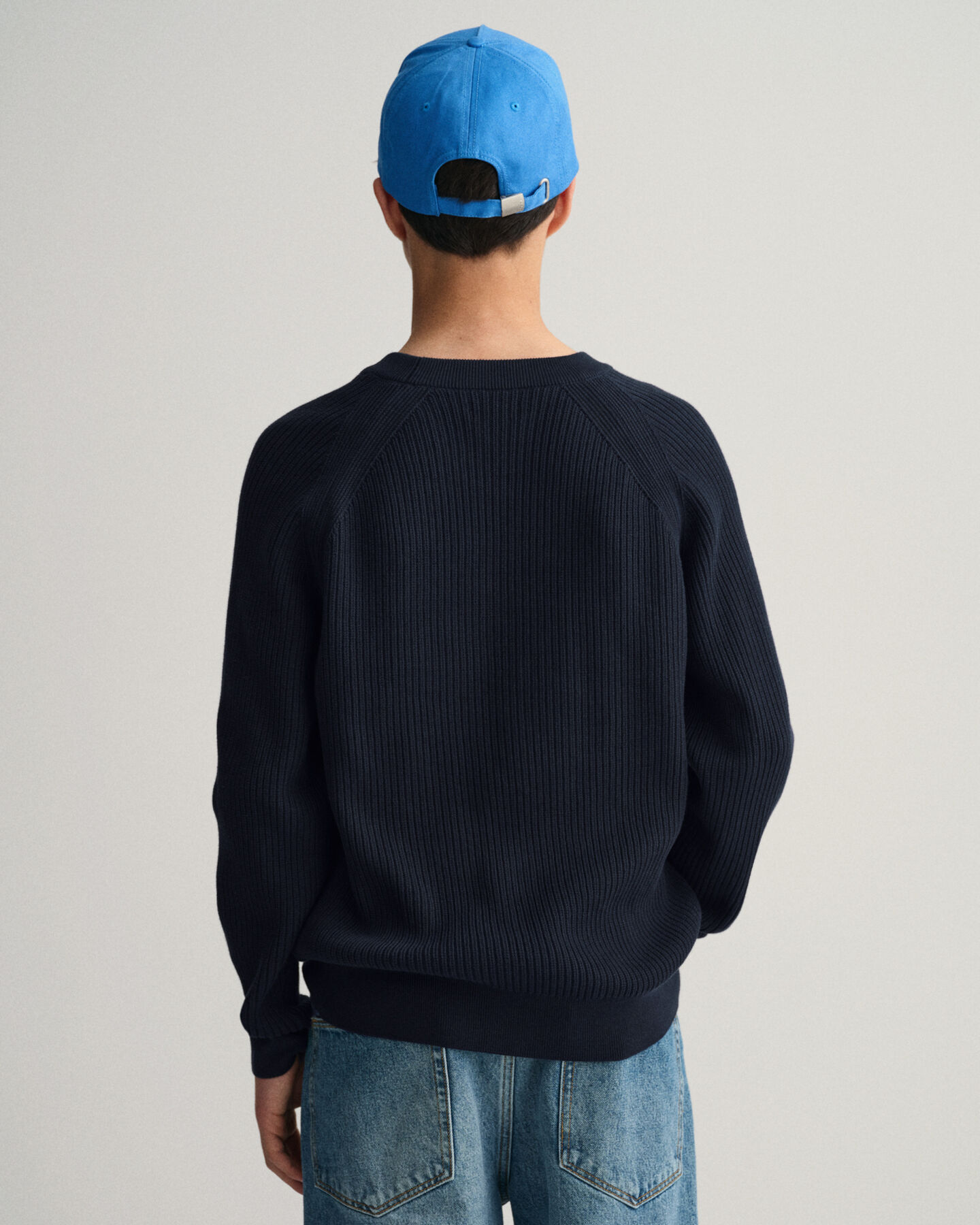 Teens Casual Cotton Ribbed Crew Neck Sweater