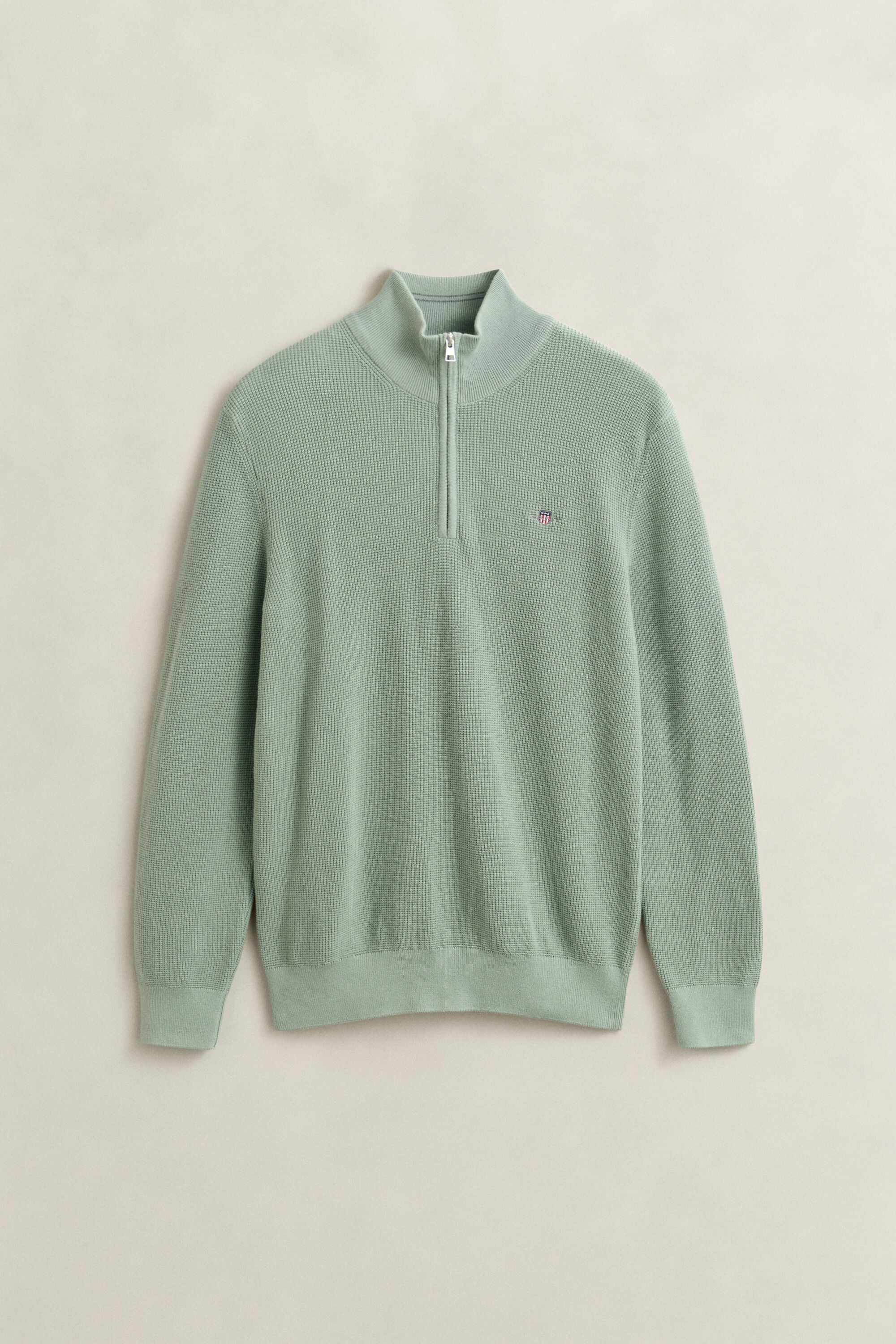 Textured Cotton Half-Zip Sweater