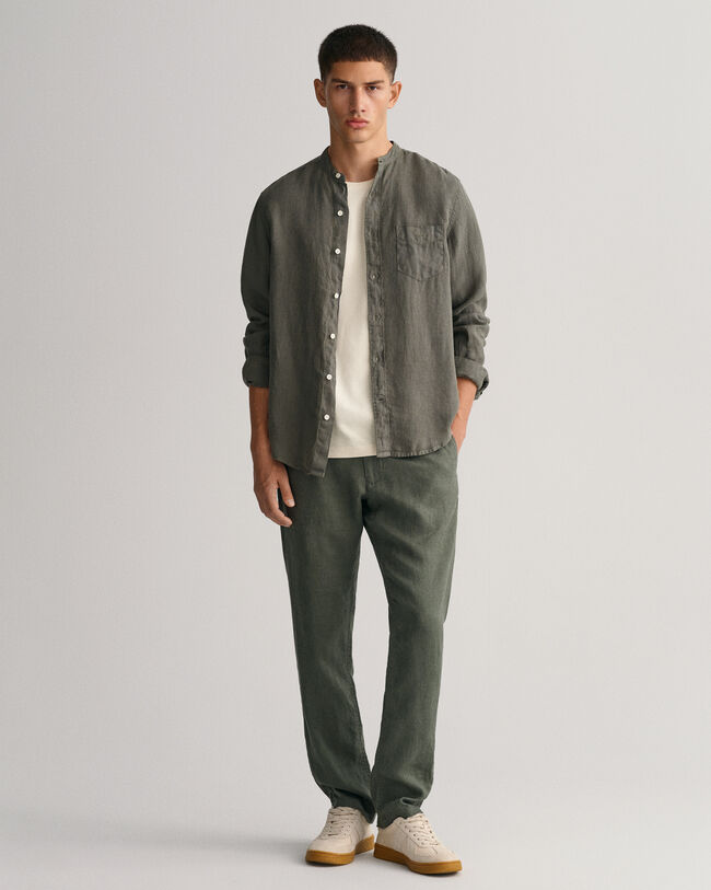 Regular Fit Garment-Dyed Linen Shirt